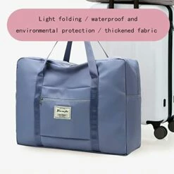 Portable Travel Duffel Bag, Large Capacity Foldable Tote Shoulder Bag, Lightweight Waterproof Carry On Luggage Sport Gym Bag (Light Blue) -suitcase shop 41XhEaHJ3TL