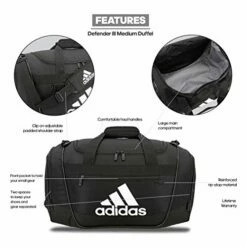 Adidas Defender III Medium Duffel Bag, Black/White -suitcase shop 41ZUZQUH7rL