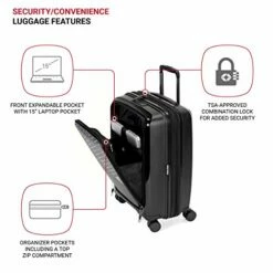 SwissGear 8836 Durable Expandable Spinner Luggage, Black, Carry-On 20-Inch -suitcase shop 41 jIdlURL