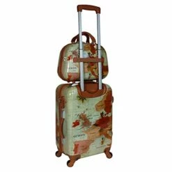 World Traveler Europe 2-Piece Carry-On Spinner Luggage Set With TSA Lock, Brown, One_Size -suitcase shop 41 O927At0L