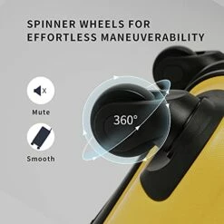 Flieks Luggage Sets TSSA 3 Piece Spinner Suitcase Lightweight 20 24 28 Inch (Yellow) -suitcase shop 41 liqj9fSL