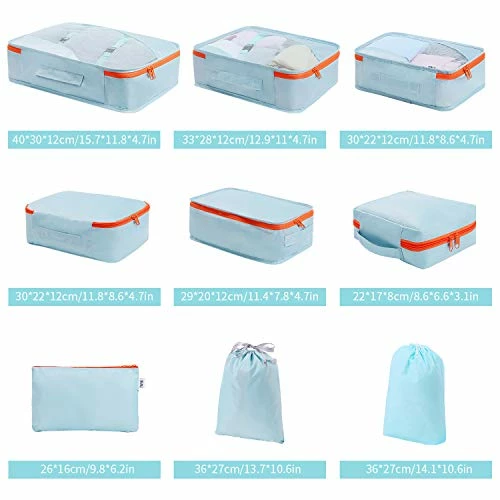 DIMJ 11 Set Packing Cubes, Travel Luggage Packing Organizers Lightweight Travel Cloth Storage Bag With Bra Underwear Cube Cosmetics Bag And Shoe Pouch 4 DIMJ 11 Set Packing Cubes, Travel Luggage Packing Organizers Lightweight Travel Cloth Storage Bag With Bra Underwear Cube Cosmetics Bag And Shoe Pouch - Image 2