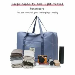 Portable Travel Duffel Bag, Large Capacity Foldable Tote Shoulder Bag, Lightweight Waterproof Carry On Luggage Sport Gym Bag (Light Blue) -suitcase shop 41cKh6NTVZL