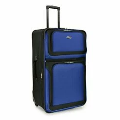 U.S. Traveler New Yorker Lightweight Softside Expandable Travel Rolling Luggage Set, Blue, 4-Piece (15/21/25/29) -suitcase shop 41dVVgoabCL