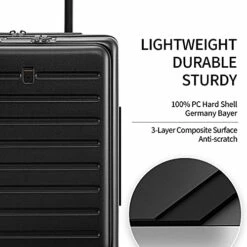 LEVEL8 Carry On Luggage, Road Runner 20-Inch Hardside Suitcase, Spinner Luggage With Front Pocket, Double TSA Locks - Black -suitcase shop 41dXf0x9BfS