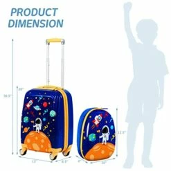 Goplus Kids Luggage Set, 12" & 18" Kids Carry On Luggage Set, Multi-directional Wheels Suitcase, Large Capacity Rolling Trolley Suitcase, Gift For Boys And Girls Toddlers Children Travel (Universe) -suitcase shop 41de1pBFUVL