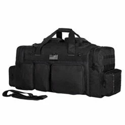 K-Cliffs Tactical Range Duffel Military Molle Gear Travel Sports Gym Bag Lockable Zippers With US Flag Patch 30 Inch Large Black -suitcase shop 41emOkUWJ8L