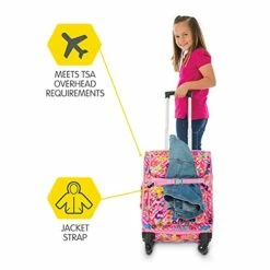 Bixbee Kids Luggage, Kids Luggage With Wheels For Girls & Boys With Telescoping Pullout Handle, Strap And Pockets- Lightweight Kids Suitcase & Carry On Bag For Airport, Travel, Overnight In Pink -suitcase shop 41f0N9z53XS