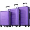 Expandable ABS Durable Suitcase 3 Piece Luggage Sets Lightweight With Double Wheels TSA Lock Spinner, Unisex Adults Teens Home Outddor Carry On Luggage (Purple 20/24/28 Inch) -suitcase shop 41gWaoQwD7S