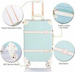 COTRUNKAGE 24 Inch Large Vintage Luggage Set 2 Pieces Rolling Suitcases For Women (13" & 24", Sky Blue) -suitcase shop 41gm iIxIAL
