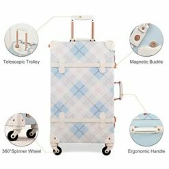 UNIWALKER Vintage Suitcase Set 20 Inch Carry On Spinner Luggage With 12 Inch Handbag For Women -suitcase shop 41hjwFvfmZL