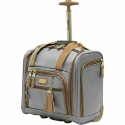 Steve Madden Designer Luggage Collection- 3 Piece Softside Expandable Lightweight Spinner Suitcases- Travel Set Includes Under Seat Bag, 20-Inch Carry On & 28-Inch Checked Suitcase (Harlo Gray) -suitcase shop 41iFwI37UZL