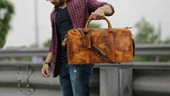 Leather Duffel Bags For Men Women - Airplane Underseat Carry On Luggage By Rustic Town -suitcase shop 41kT fNIIwL