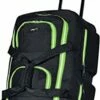 Olympia 8 Pocket Rolling Duffel Bag, Black/Lime, 22 Inch -suitcase shop 41kT8kdXKaL