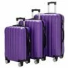 SSLine 3-in-1 Multifunctional Suitcase Luggage Set Large Capacity Traveling Storage ABS Expandable Spinner Hardside Suitcase Lightweight 4 Wheel Portable Travel Bag 20" / 24" / 28" Purple -suitcase shop 41mBkkk93sL