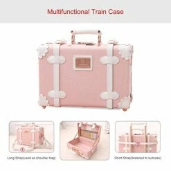 UNIWALKER Vintage Suitcase Set 20 Inch Carry On Spinner Luggage With 12 Inch Handbag For Women (Embossed Pink) -suitcase shop 41mF33InVRL