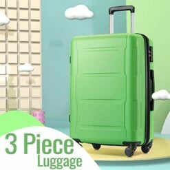 Merax Luggage Set With TSA Lock, All Expandable 3 Piece Hardshell Lightweight Suitcase Set 20inch 24inch 28inch (Apple Green) -suitcase shop 41mfpXJD1GL