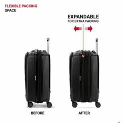 SwissGear 8836 Durable Expandable Spinner Luggage, Black, Carry-On 20-Inch -suitcase shop 41n5Sjm5uiL