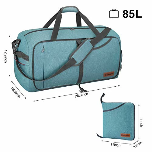 Canway 85L Travel Duffel Bag, Foldable Weekender Bag With Shoes Compartment For Men Women Water-proof & Tear Resistant (Mint Green, 85L) 9 Canway 85L Travel Duffel Bag, Foldable Weekender Bag With Shoes Compartment For Men Women Water-proof & Tear Resistant (Mint Green, 85L) - Image 7