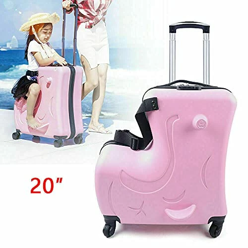 Fetcoi 20" Travel Luggage Rolling Suitcase Ride On Cartoon Luggage ABS+PU Unisex Case Pink 7 Fetcoi 20" Travel Luggage Rolling Suitcase Ride On Cartoon Luggage ABS+PU Unisex Case Pink - Image 5
