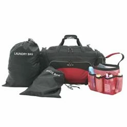 Travelers Club 4 Piece Gym Duffel And Accessory Set, Red