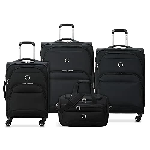 DELSEY Paris Sky Max 2.0 Softside Expandable Luggage With Spinner Wheels, Blue, 4 Piece Set W/Duffel 2 DELSEY Paris Sky Max 2.0 Softside Expandable Luggage With Spinner Wheels, Blue, 4 Piece Set W/Duffel