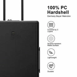 LEVEL8 Elegance Matte Carry-On Luggage, 20” Hardside Suitcase, Lightweight PC Matte Hardcase Spinner Trolley For Luggage, TSA Approved Cabin Luggage With 8 Spinner Wheels- Black, 20-Inch Carry-On -suitcase shop 41s0CRcUykL