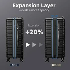 BEOW Expandable Luggage Sets Clearance 3 Piece Hardshell Lightweight PC+ABS Suitcase Spinner Wheels TSA Lock Black -suitcase shop 41sv7dcc24L