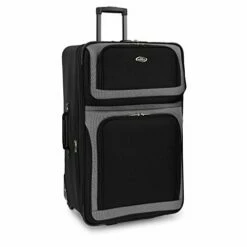 U.S. Traveler New Yorker Lightweight Softside Expandable Travel Rolling Luggage Set, Black/Grey, 4-Piece (15/21/25/29) -suitcase shop 41wkC6PPIGL