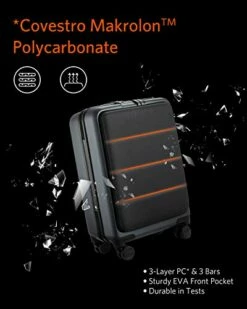 NINETYGO Carry On Luggage 22x14x9 With Spinner Wheels, Hardside Carry On Suitcase With Front Pocket Lock Cover, Super Convenient & Lightweight For Business Travel (20") -suitcase shop 41ydcjrBdiL