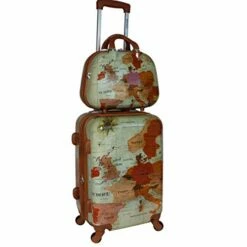 World Traveler Europe 2-Piece Carry-On Spinner Luggage Set With TSA Lock, Brown, One_Size -suitcase shop 41ysbS4qYqL