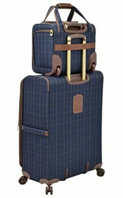 London Fog Kensington II 15" 2-Wheel Under The Seat Bag, Navy Window Pane -suitcase shop 41zKp5xJ6NL