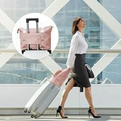 Large Capacity Folding Travel Bag, Travel Duffel Bag With Luggage Tag, Waterproof Lightweight Gym Bag With Wet And Dry Separation Bag, For Travel, Sports, Gym, Pink -suitcase shop 51 5b V3PbL