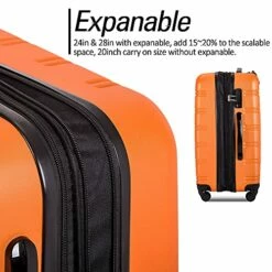Expandable 3 Piece Luggage Sets Hardside Durable Suitcase With Spinner Wheels TSA Lock, 3 Pcs Carry On Case Travel Home Outdoor School Lightweight Trolley Case ( 20" 24" 28" Orange) -suitcase shop 51 P0nQ4WPS