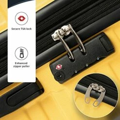 Flieks Luggage Sets TSSA 3 Piece Spinner Suitcase Lightweight 20 24 28 Inch (Yellow) -suitcase shop 51 e7MdDywL