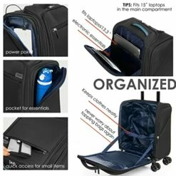 VERAGE Carry On Underseat Luggage With Wheels & USB Port, Wheeled Spinner Bag Carry-on Luggages For Airlines, Lightweight Suitcase Men Women, Pilots And Crew (14-Inch Compact) 15 VERAGE Carry On Underseat Luggage With Wheels & USB Port, Wheeled Spinner Bag Carry-on Luggages For Airlines, Lightweight Suitcase Men Women, Pilots And Crew (14-Inch Compact) -suitcase shop 510OGmVKuxL