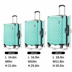 JOYWAY JOYWAY 3 Pcs Luggage Set Hardside Lightweight Spinner Suitcase With TSA Lock (green) -suitcase shop 510rWrEOANS