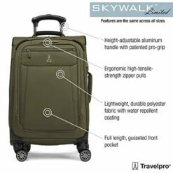 Travelpro Skywalk Limited 3 Piece Spinner Suitcase Set - Softside Expandable Travel Luggage With Spinning Wheels – Carry On & Checked Bags, Olive -suitcase shop 511AF6qAK L