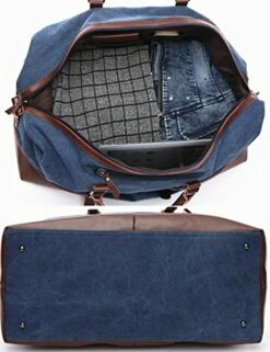 BAOSHA Oversized Canvas PU Leather Travel Tote Duffel Bag Weekender Overnight Bag (Black) 12 BAOSHA Oversized Canvas PU Leather Travel Tote Duffel Bag Weekender Overnight Bag (Black) -suitcase shop 511Q0SHgMiL