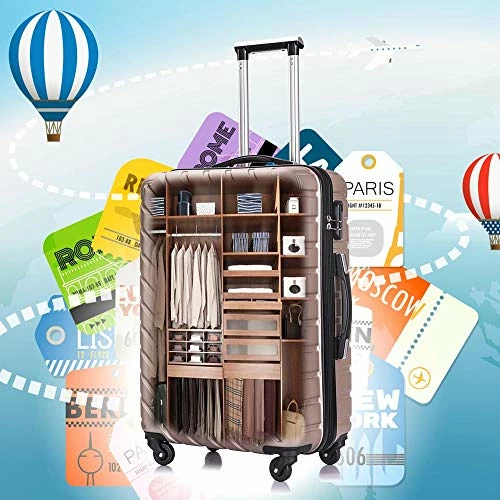 4PC 18-28 Inch Hardshell Luggage ABS Luggages Sets With Spinner Wheels Hard Shell Spinner Carry On Suitcase (Champagne Gold, 4 PCS) 3 4PC 18-28 Inch Hardshell Luggage ABS Luggages Sets With Spinner Wheels Hard Shell Spinner Carry On Suitcase (Champagne Gold, 4 PCS) - Image 2