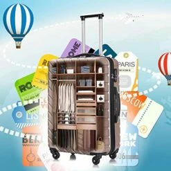 Apelila 5 Piece Luggage Sets,Travel Suitcase Spinner Hardshell Lightweight W/Free Suitcase Cover& Hanger (4PC Champagne Gold With Bag) -suitcase shop 512QJZp SEL 4bb22d90 d41b 45d7 a85b 69016c96e7db