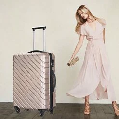 Apelila 5 Piece Luggage Sets,Travel Suitcase Spinner Hardshell Lightweight W/Free Suitcase Cover& Hanger (4PC Champagne Gold With Bag) -suitcase shop 512SzhZ5TYL d8f582d9 ee51 4cfc a364 3c91a333df07