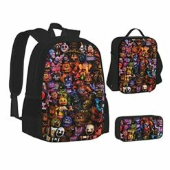 Five Nights At Freddy'S Backpack 3pcs Set Youth Boys Shoulder Bag Girls Bookbag With Lunch Bog Pencil Case Teens -suitcase shop 513Snjv27HS