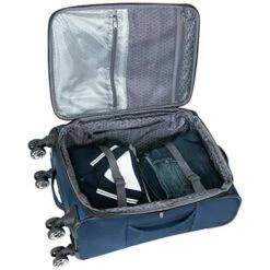 Kenneth Cole Reaction Rugged Roamer Luggage Collection Lightweight Softside Expandable 8-Wheel Spinner Travel Suitcase Bag, Navy, 20-inch Carry-On -suitcase shop 513x04S7u6L