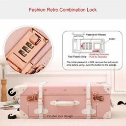 UNIWALKER Vintage Suitcase Set 20 Inch Carry On Spinner Luggage With 12 Inch Handbag For Women (Embossed Pink) -suitcase shop 5147YumvCnL