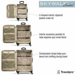 Travelpro Skywalk Limited 3 Piece Spinner Suitcase Set - Softside Expandable Travel Luggage With Spinning Wheels – Carry On & Checked Bags, Olive -suitcase shop 517 1UvIvJL