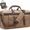 Duffle Bag For Men Waterproof Genuine Leather Canvas Travel Duffel Bags For Women Overnight Weekender Bag For Traveling, Brown -suitcase shop 517KqL8If1L