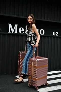 Sondre X Luggage Rolling Wheels Old Fashion Trunk Suitcase PC ABS Spinner Hardshell Carry On With TSA Lock 20" 24" 26" 29"(White) -suitcase shop 517g0l31zJL