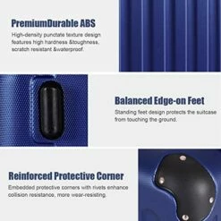 Goplus 3Pcs Luggage Set, Hardside Travel Rolling Suitcase, 20/24/28 Rolling Luggage Upright, Hardshell Spinner Luggage Set With Telescoping Handle, Coded Lock Travel Trolley Case (Dark Blue) -suitcase shop 517p03fBbbL