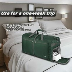 Gonex 100L Foldable Travel Duffel Bag For Luggage Gym Sports, Lightweight Travel Bag With Big Capacity, Water Repellent (Dark Green) -suitcase shop 518RgKxRd0L